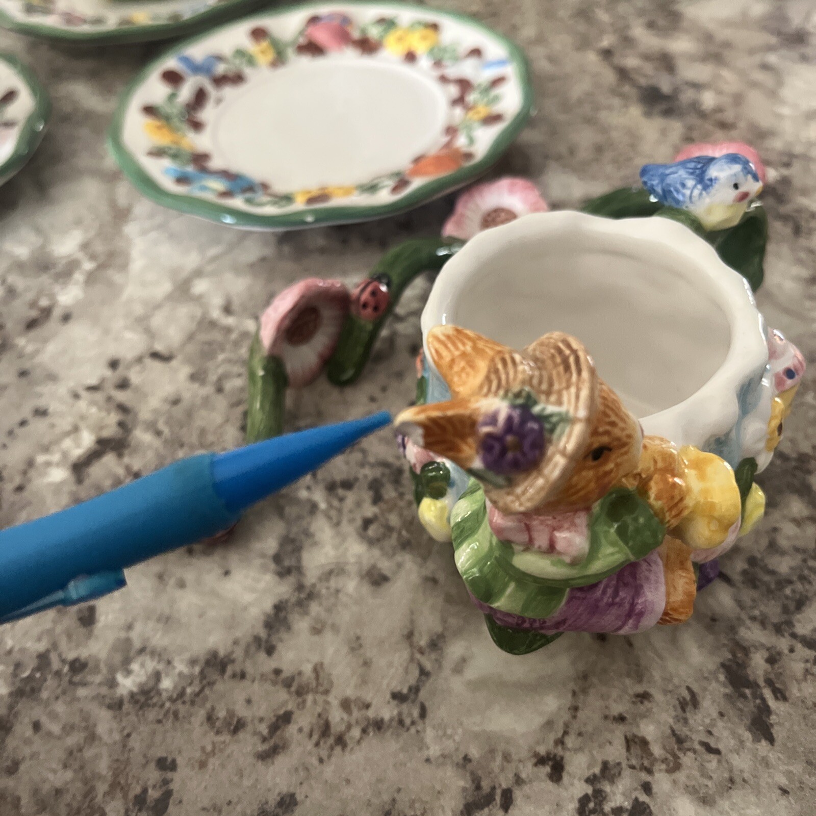 1999 Mercuries Garden Party Springtime Easter Bunny Tea Party 15 Piece Set VTG