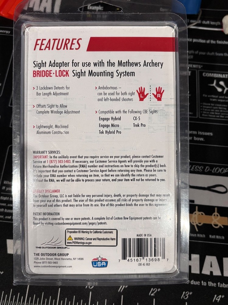 CBE Sights Bridge-Lock Sight Conversion Bar CBE-AC-BLD #13698