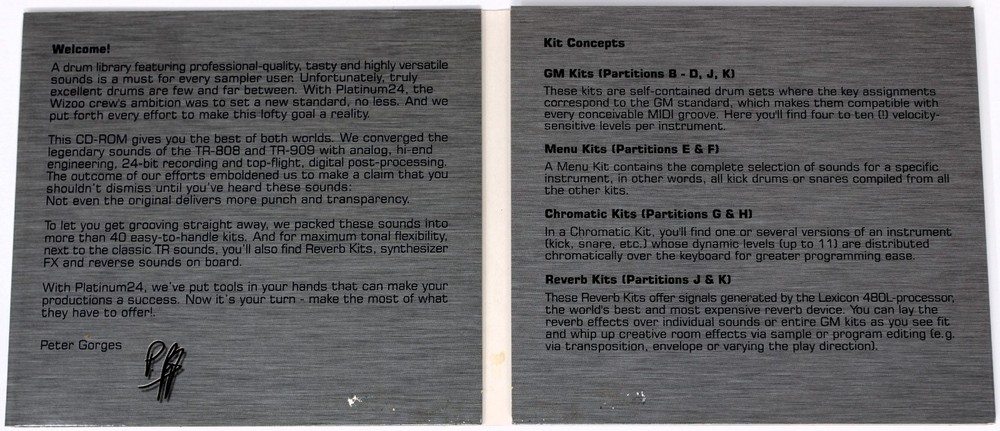 Wizoo Platinum 24 Electronic Drums Akai Format Sample/Sound Library/Sampling CD