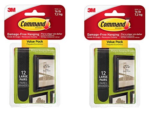 Command Large PictureHanging Strips Black 24Sets