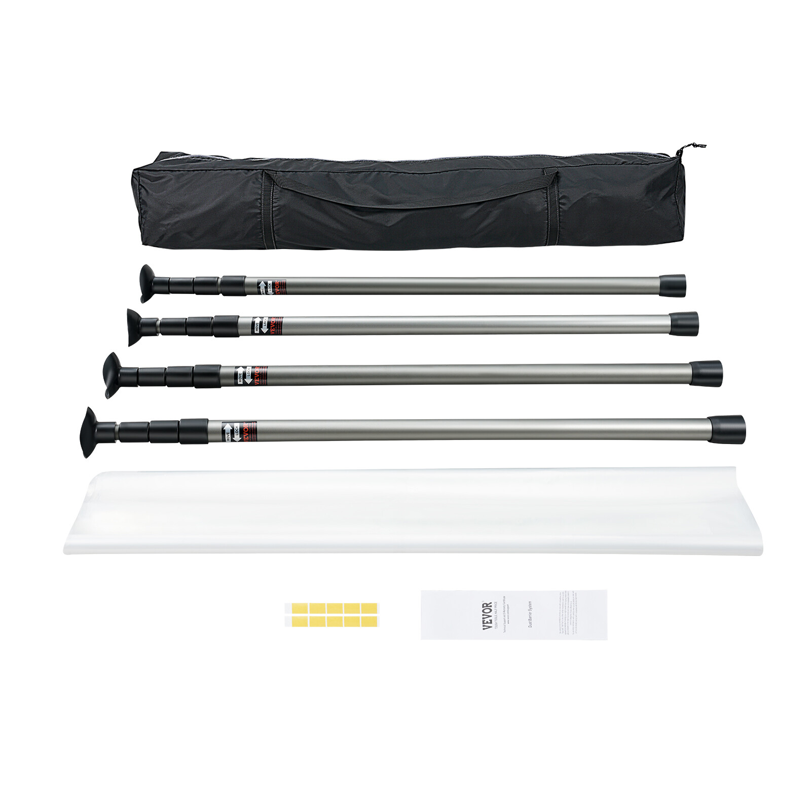 VEVOR Dust Barrier Poles 10 Ft with Four Telescoping Poles Dust Barrier System