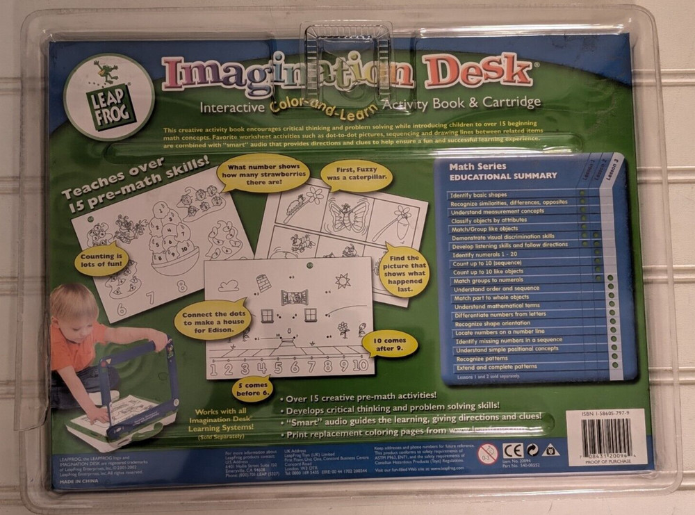 Leap Frog Imagination Desk "Pre-K Math Games" Math Lesson 3 Ages 3+