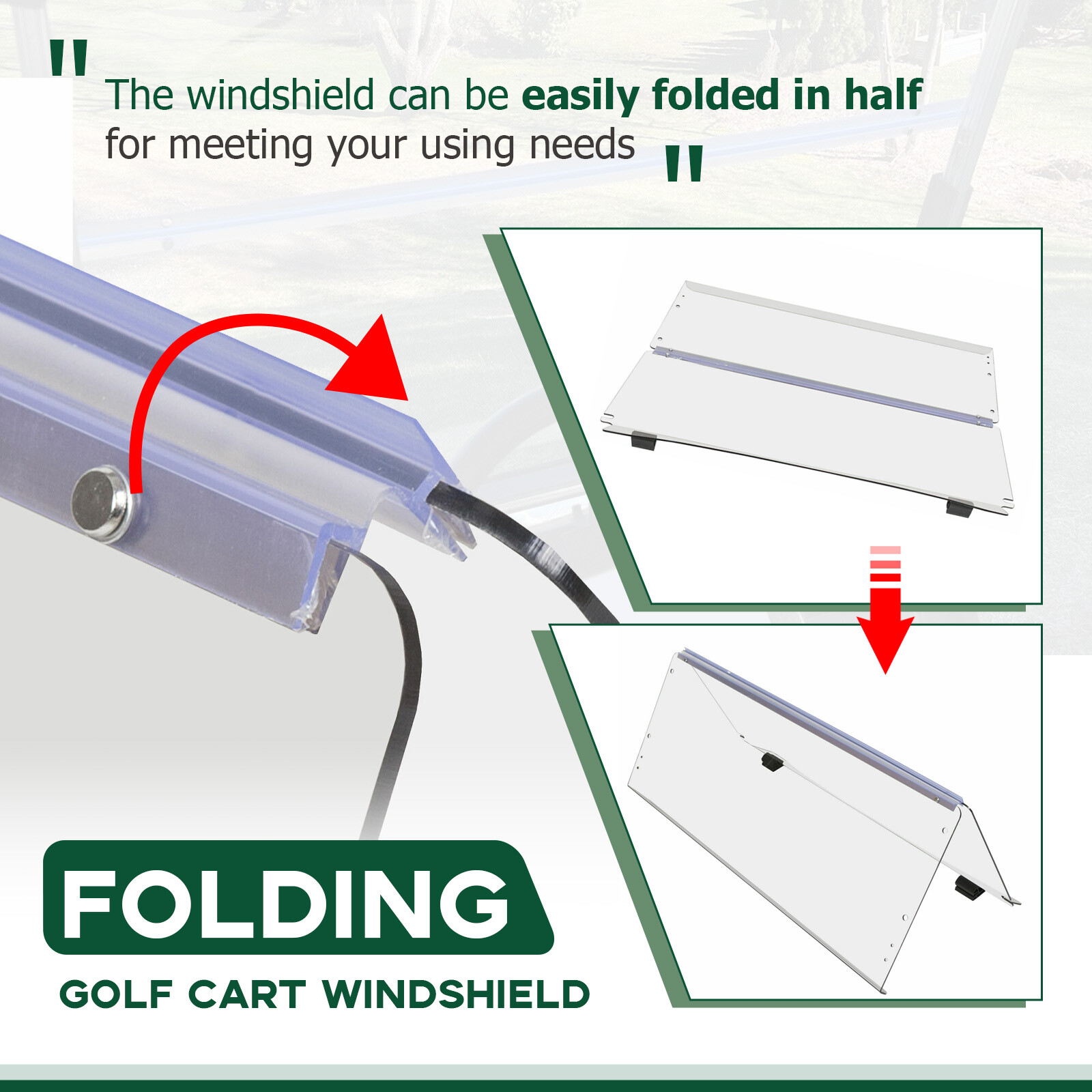 Fold Down Clear Golf Cart Windshield Windscreen For Club Car Precedent 2004 - Up
