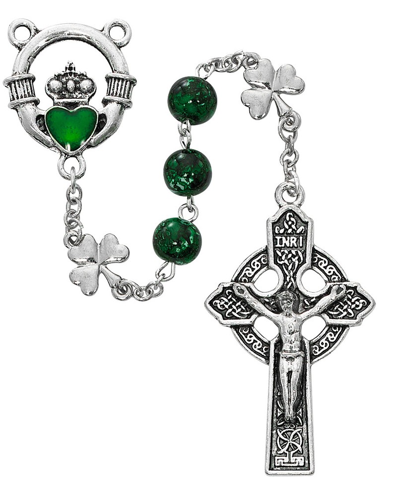 GREEN SHAMROCK ROSARY, FULL FIVE DECADE ROSARY