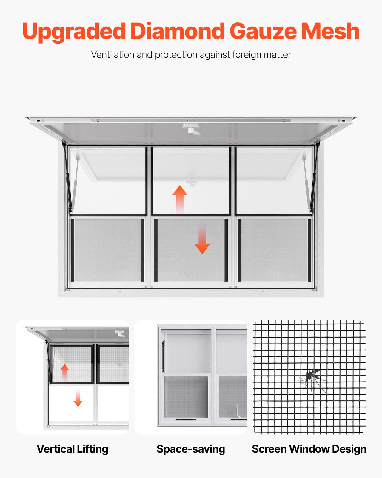 VEVOR 60x36in Concession Stand Serving Window Food Truck Service Awning Aluminum