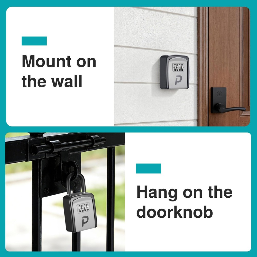 Key Lock Box, Lockbox for Keys Outdoor Combination Security Lockbox Outside P...
