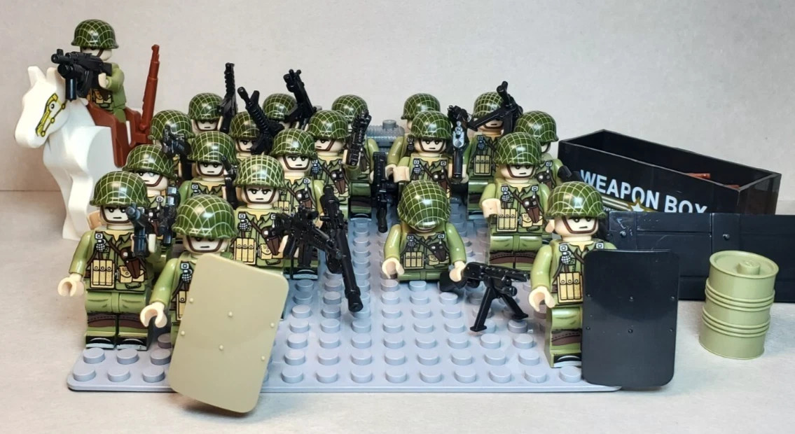 Custom MOC Lego WWII World War 2 US Soldiers 20 Pack 1st Variety