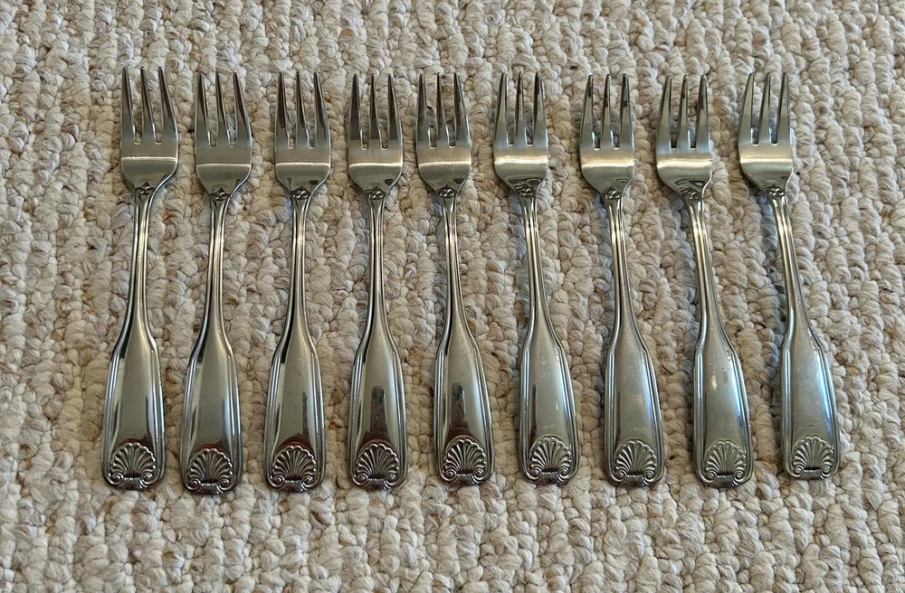 Rogers Shell Cocktail Forks Stainless Flatware 8 pc Set