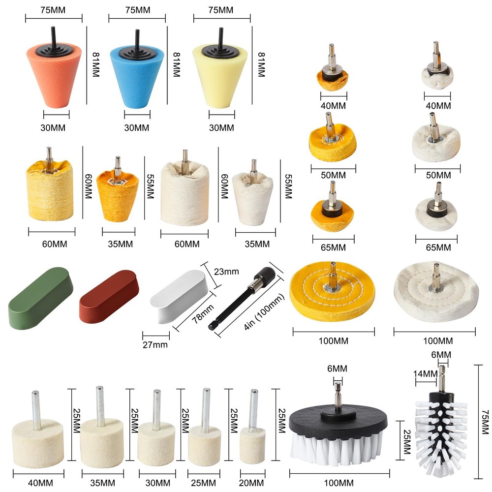 26pcs Buffing Wheel Kit for Drill – Different Size and Density Polishing Buff...