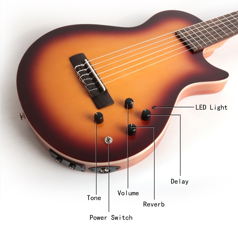 electric classical guitar Silent nylon string travel portable built in effect
