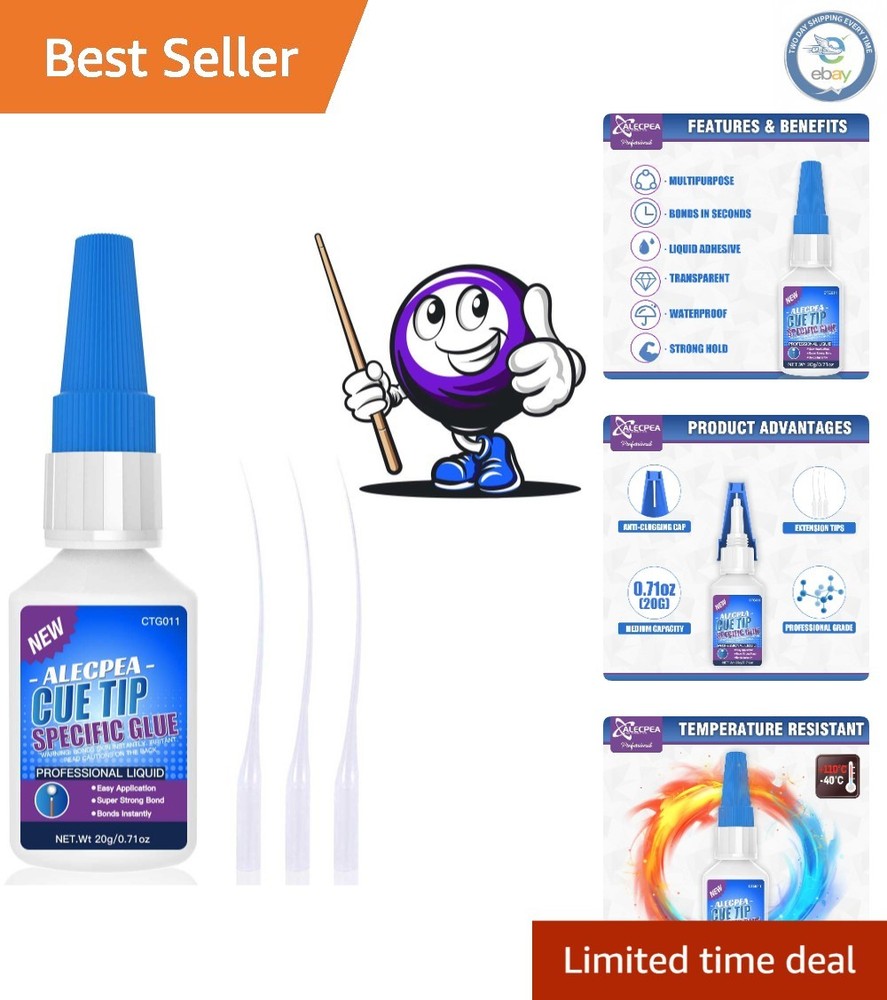 High Performance Pool Cue Tip Glue, 30ml Gel Adhesive for Multiple Materials