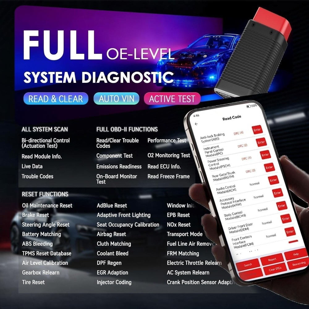 *LAUNCH AIOBD Car Diagnostic Tool Full System Bluetooth OBD2 Code Reader Scanner