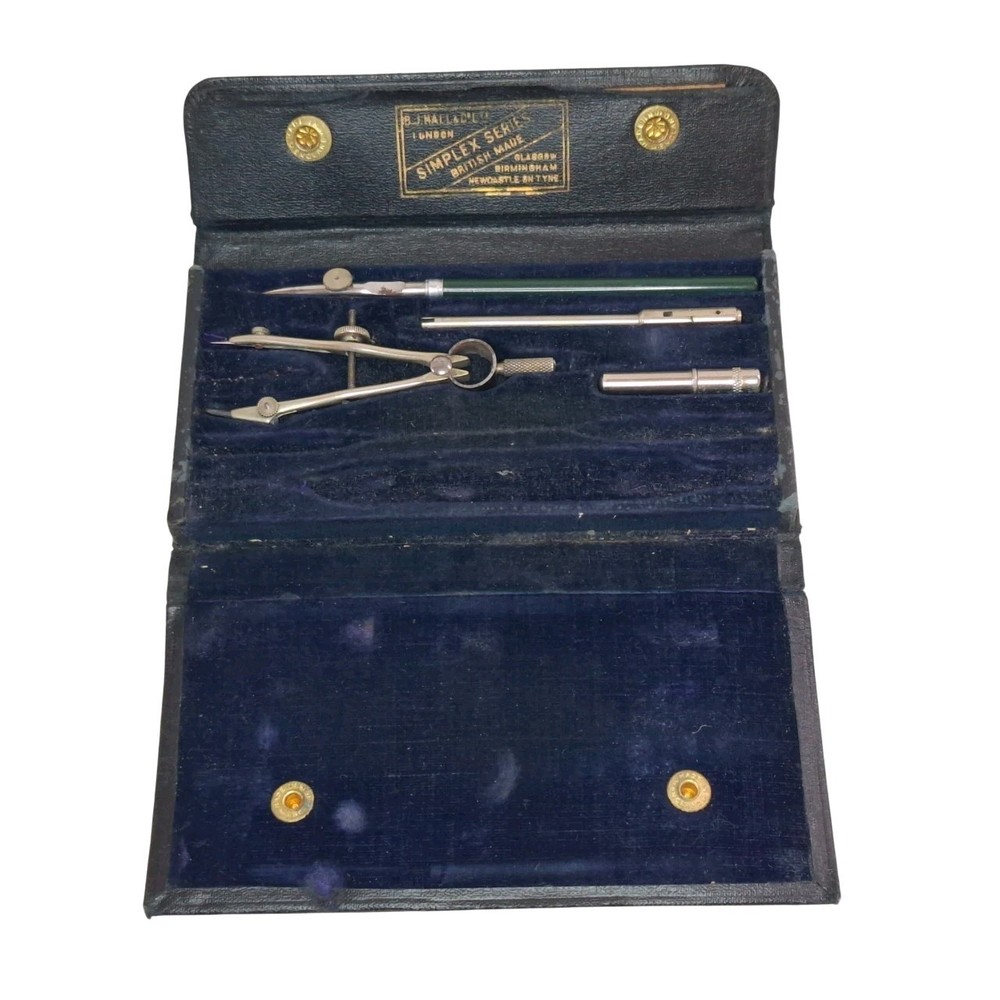 Vintage Compass Education Tools Maths Drawing Set in Original Case Not Complete