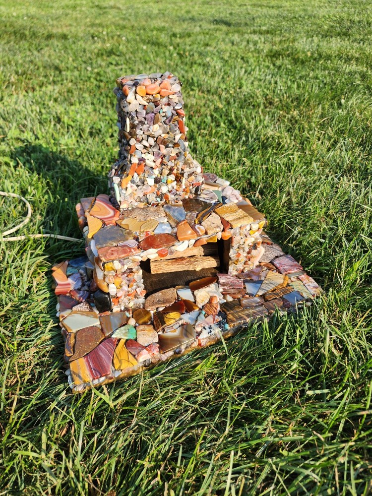 Gorgeous Agate Covered Mini Fireplace And Mantle