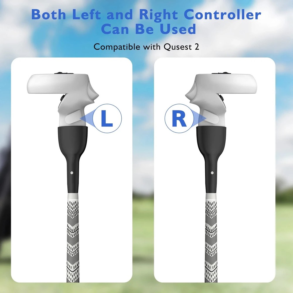YOGES - VR Golf Handle for Meta Quest 3/2 Controller Attachment Q10- Grey