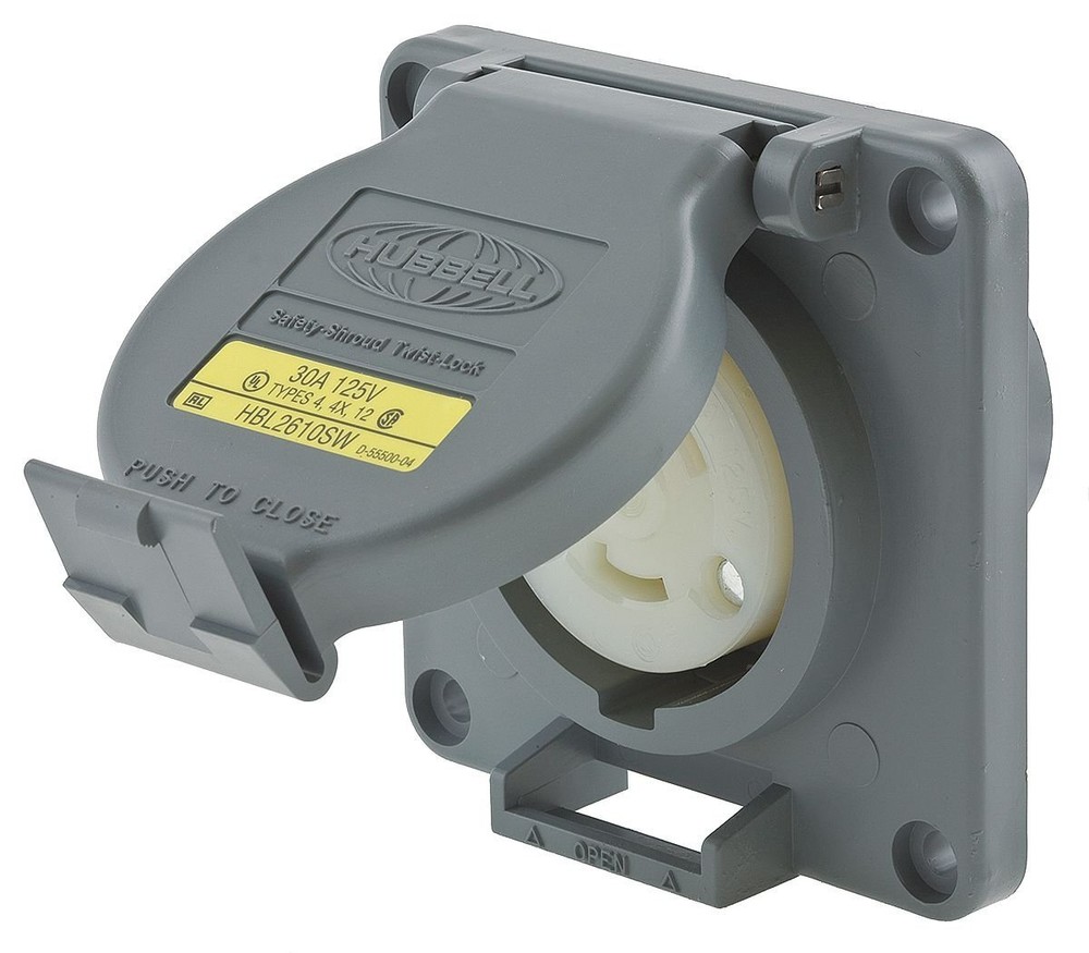 Watertight Locking Receptacle, 30, Gray