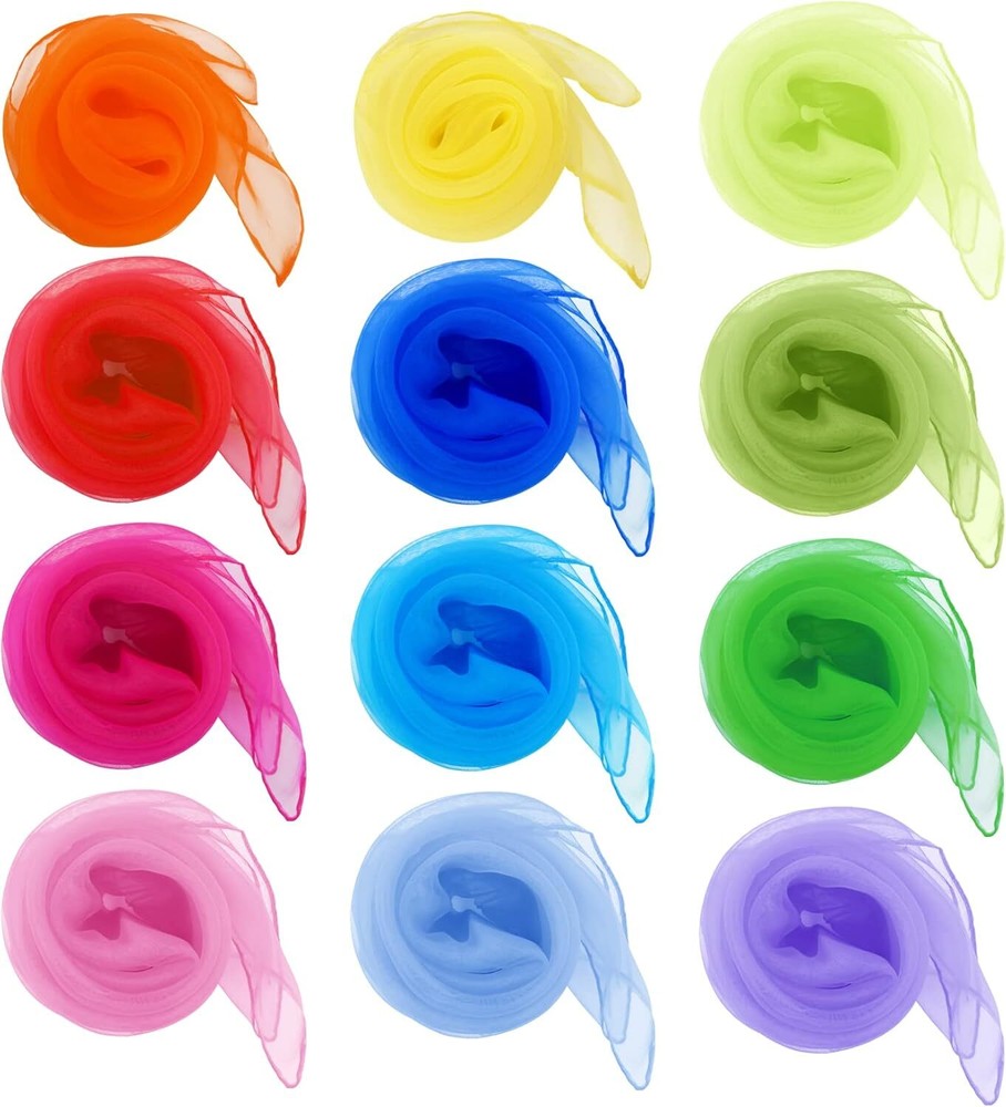 12Pcs Square Juggling Silk Dance Scarves Magic Tricks Performance Props Accessor