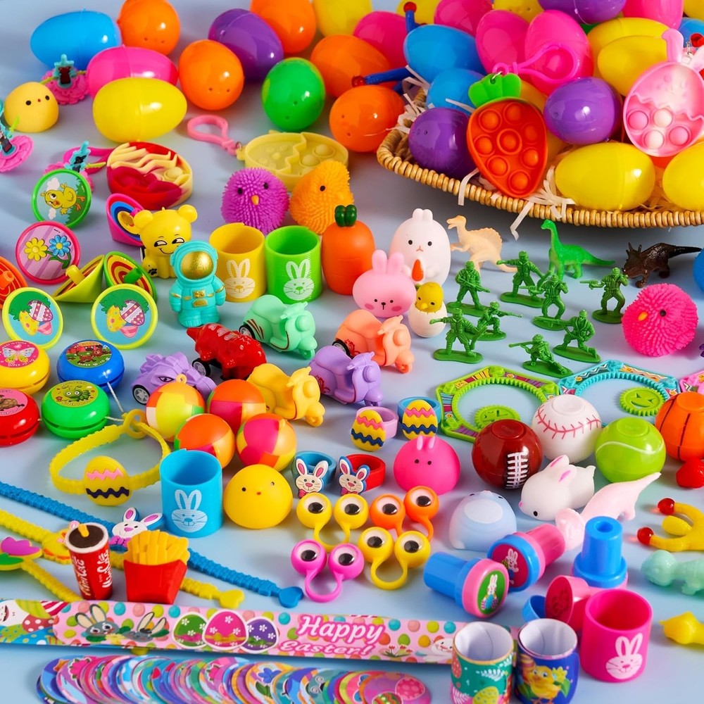 Assorted Toy-Filled Easter Egg Shells - 100 Pcs