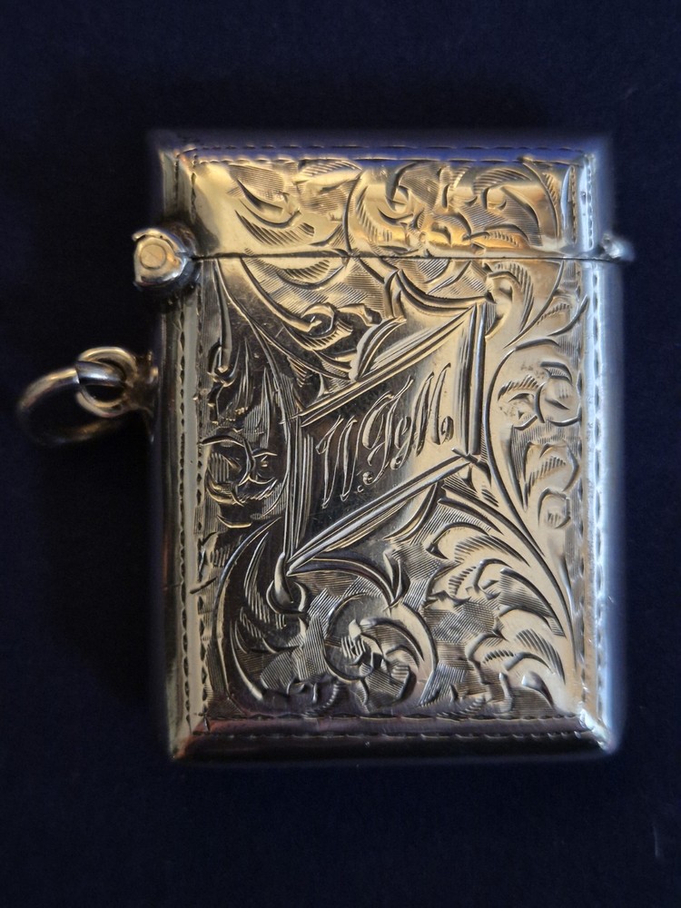 Solid Silver Pocket Vesta Case - Birmingham 1921 - Joseph Gloster Ltd