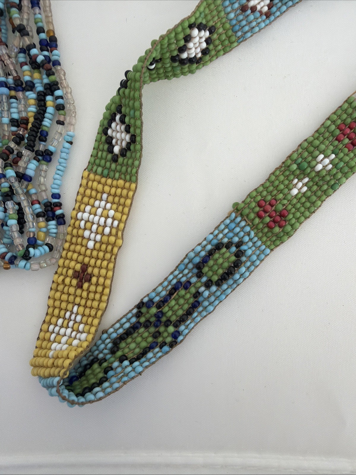 Antique Hand Made Native American Beaded Sash with Tassels