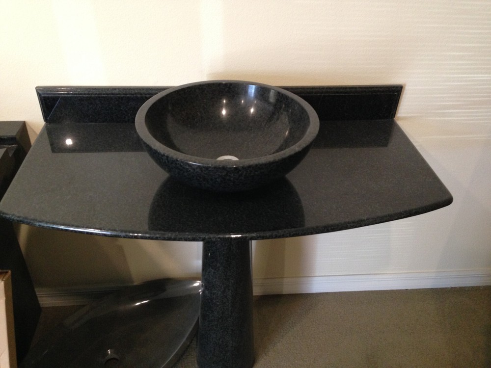 vanity vessel pedestal sink granite