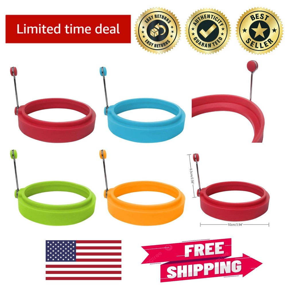 Multicolor Non-Stick Silicone Egg Ring Set - Perfect for Effortless Fried Eggs