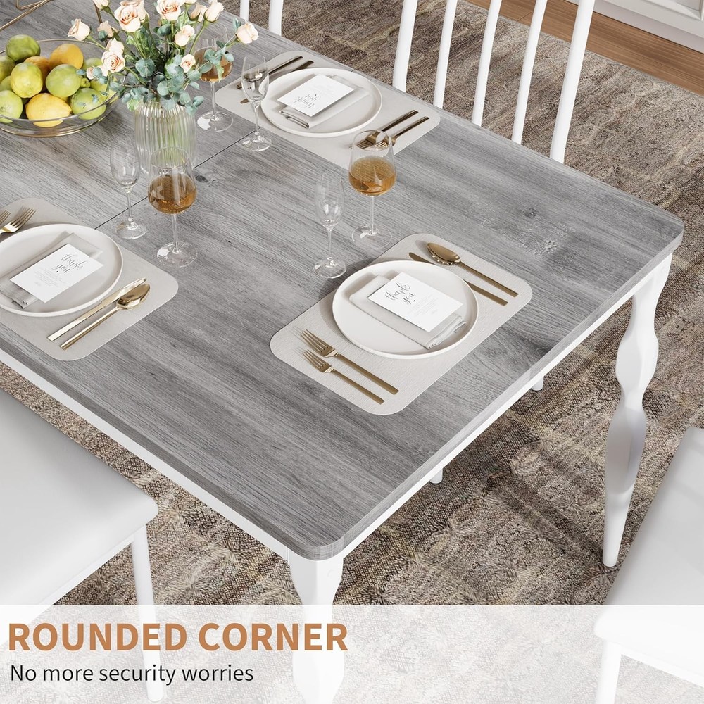 Rectangular Dining Table 6 71 in Rustic Farmhouse Kitchen Table W/ Large