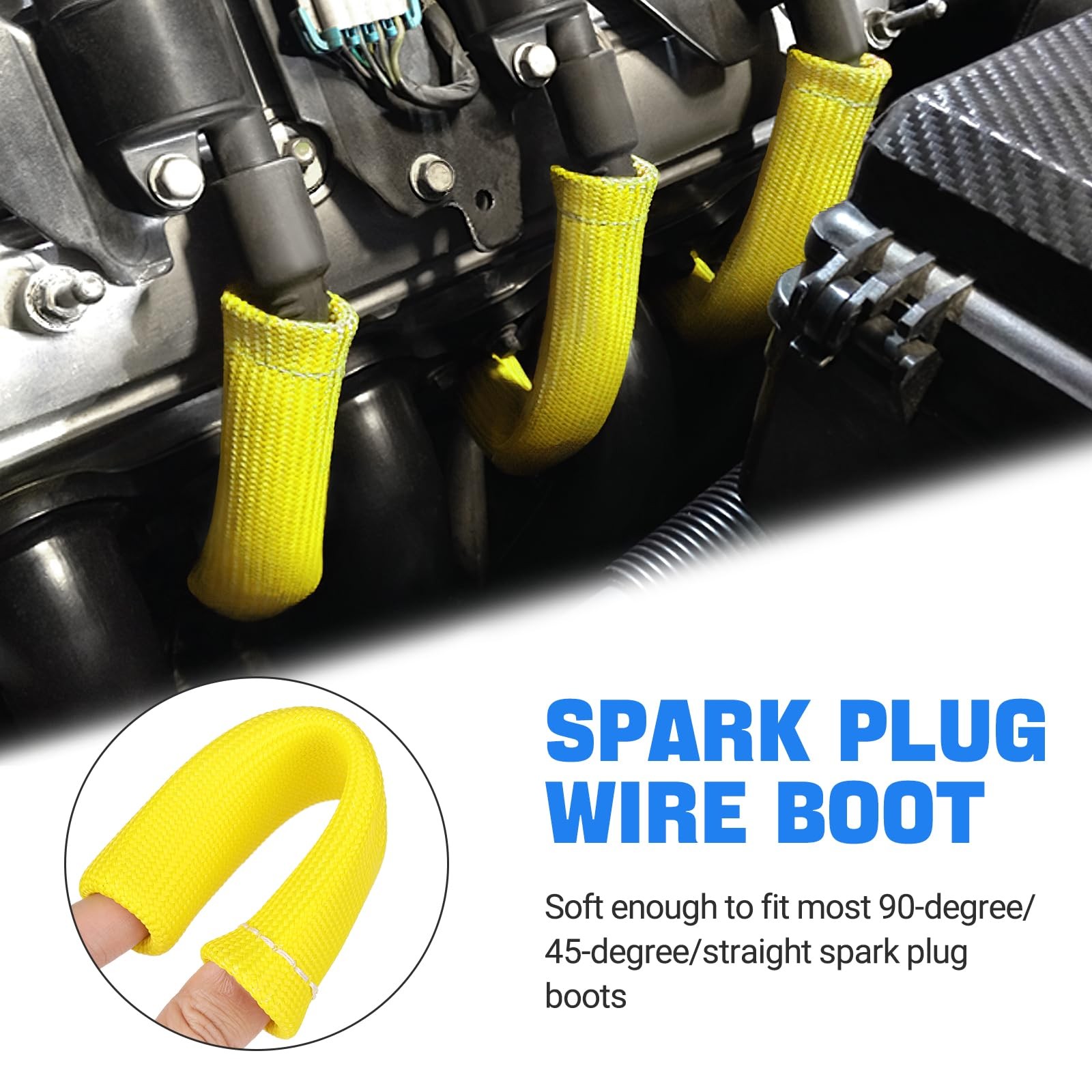 2500° Spark Plug Heat Shield Sleeve for 8PCS Wire Boots Yellow