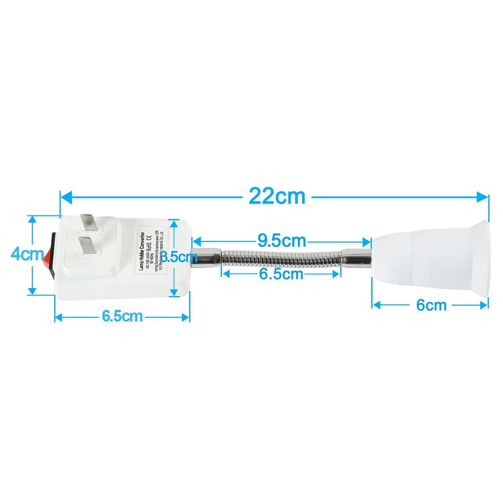 ELECTOP E27 Socket Adapter with On/Off Switch to US Plug,Flexible Extension...