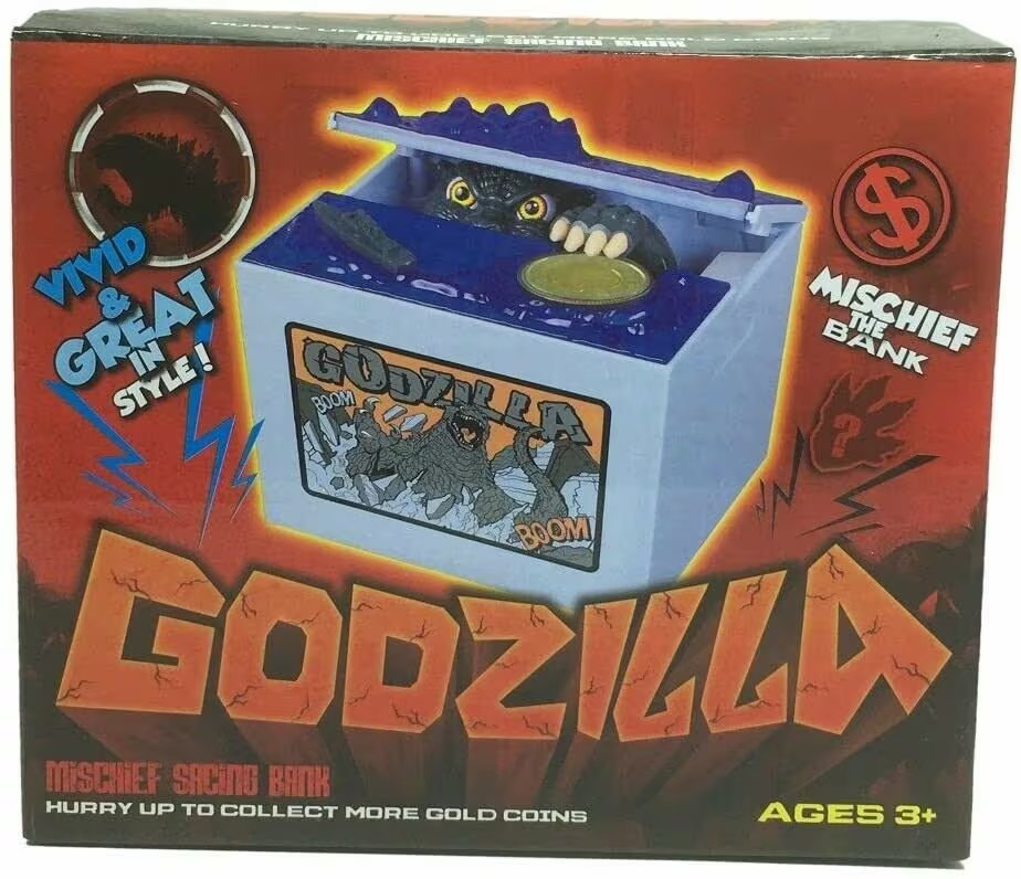 Godzilla Mischief Coin Bank . Lights up, Roars, Music Plays As Claw Takes Coin