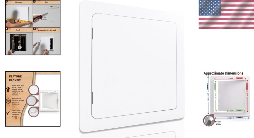 Durable White ABS Plastic Access Panel - Easy Installation for Drywall & Ceiling