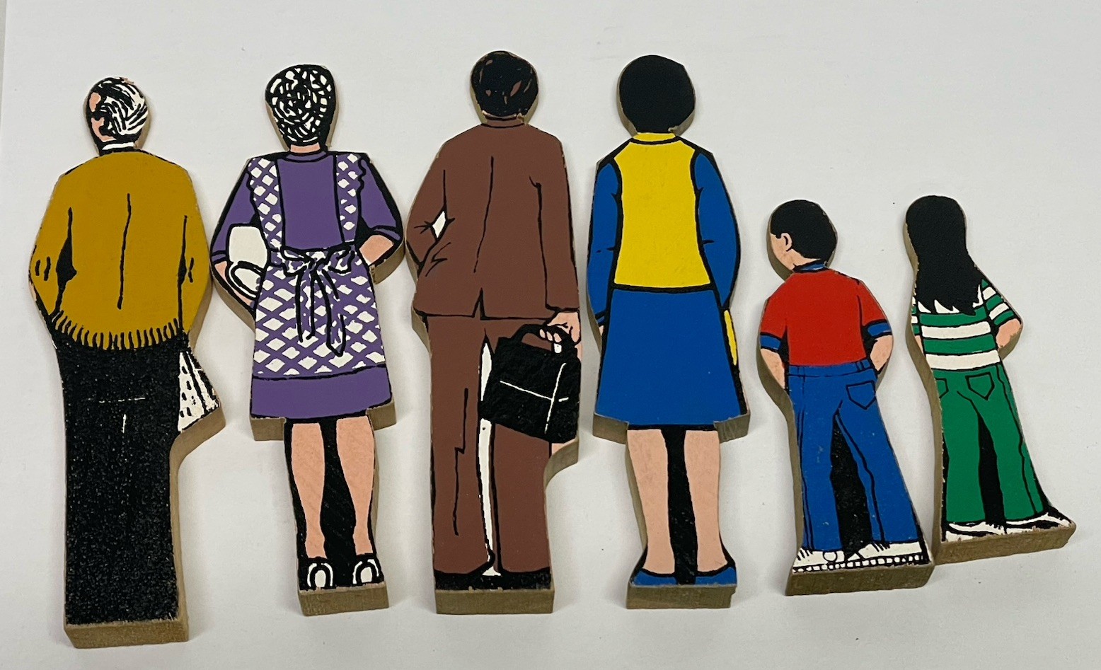 Vtg Guidecraft Wooden Wedgie American Family Play Figures RARE COMPLETE FAMILY