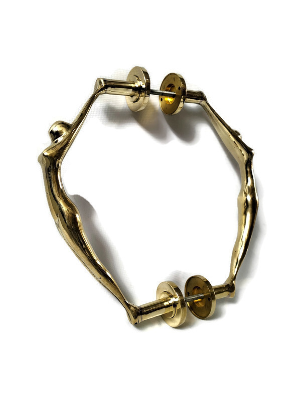 Back to Back Brass cast Stylish DECO 32cm PULL Gym Lady Solid 12 " GRAB handle