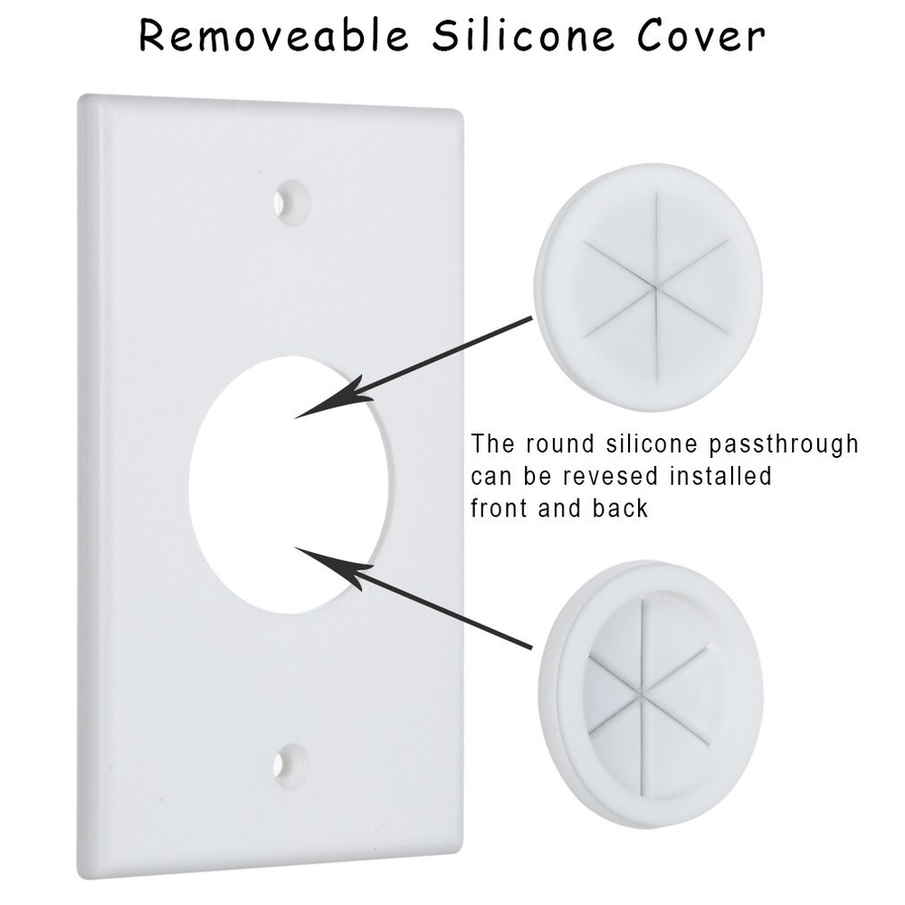 Cable Wall Plate with Low Voltage Mounting Bracket Round Silicone Pass 5 Pack