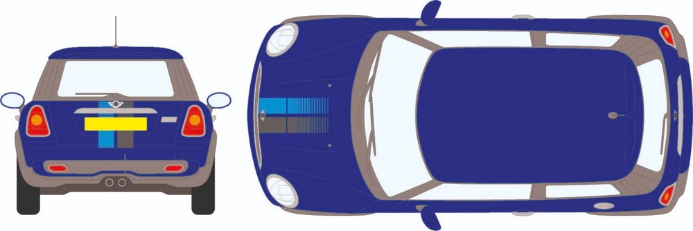 Mini Cooper Bayswater Stripes Front and Back Decal/ Sticker