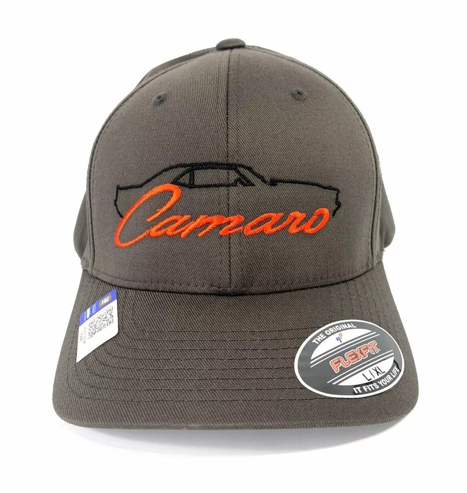 1st Generation Chevy Camaro Hat / Cap - Gray w/ Black Silhouette & Script Emblem