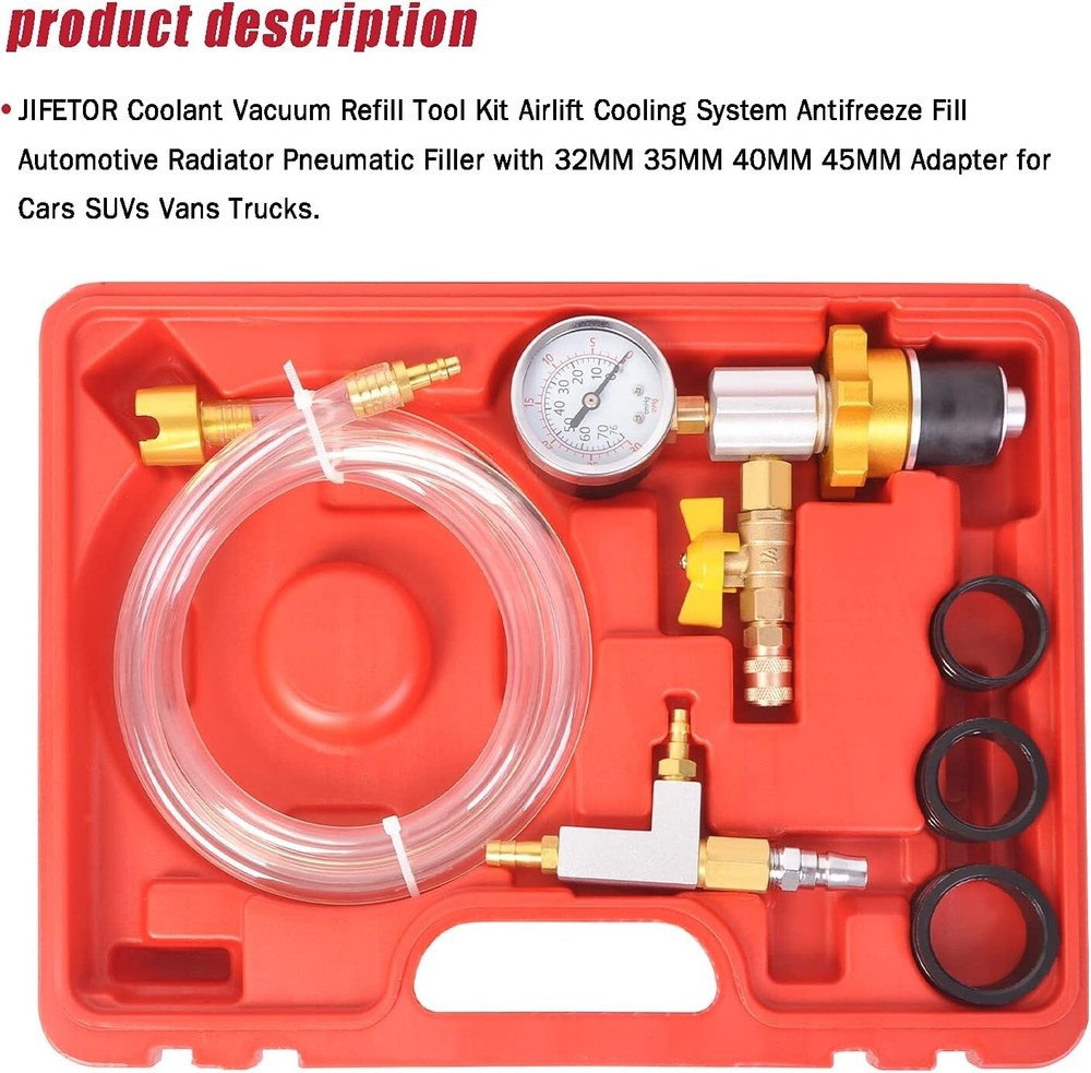 Engine Cooling System Vacuum Purge & Refill Kit Set Universal Pro Tools