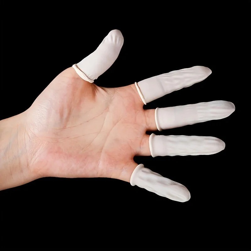 (100 PACK) Disposable Latex Finger Cots Medium Size Anti Static DURABLE HANDMADE
