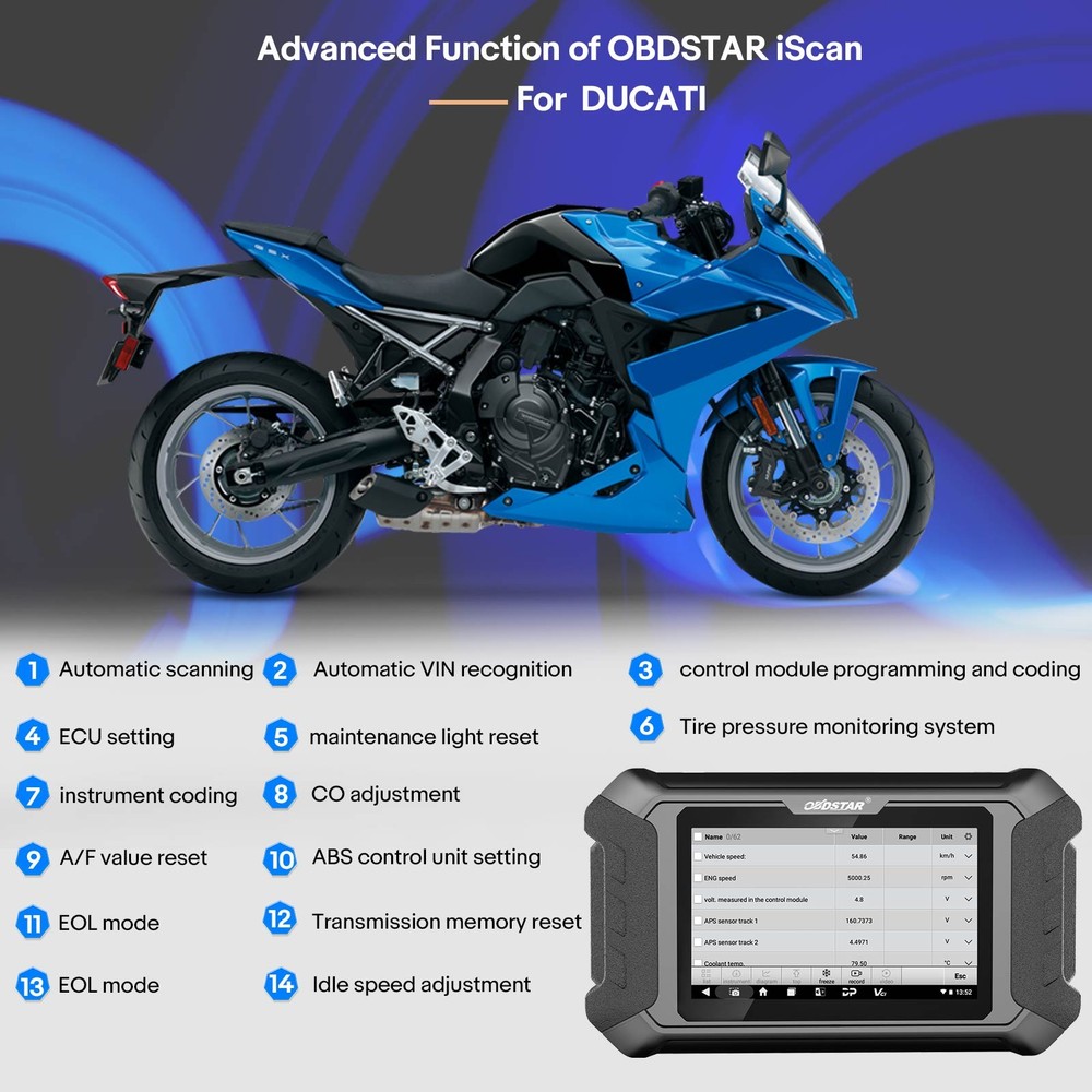 OBDSTAR iScan for DUCATI Motorcycle Diagnostic Scanner Tool Progarmmer Coding