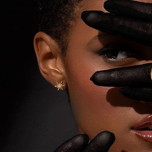 14K Gold Star Stud Earrings for Women, Dainty Minimalist Hypoallergenic