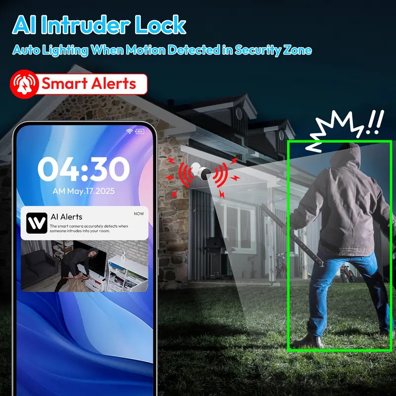 1pc Security Camera HD 4MP Smart WiFi Camera Home Security Features A+ Enhanced