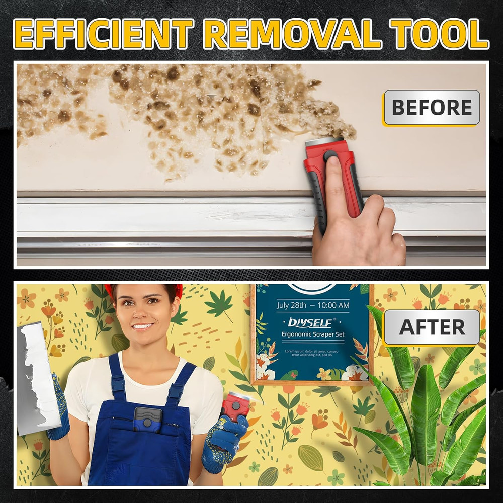 1 Pack Razor Blade Scraper with 15 Extra Blades, Scraper Tool for Cleaning Windo