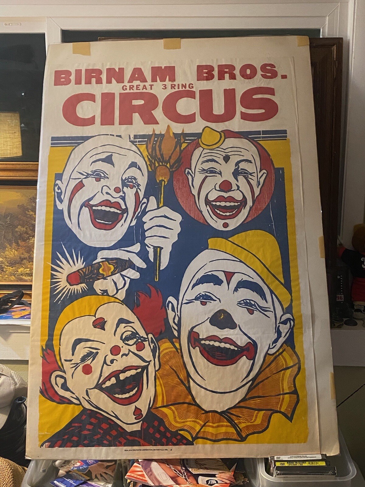 BIRNAM BROS 3 Ring Circus-4 Clown Poster 42”x28” Super Rare Vintage Poster