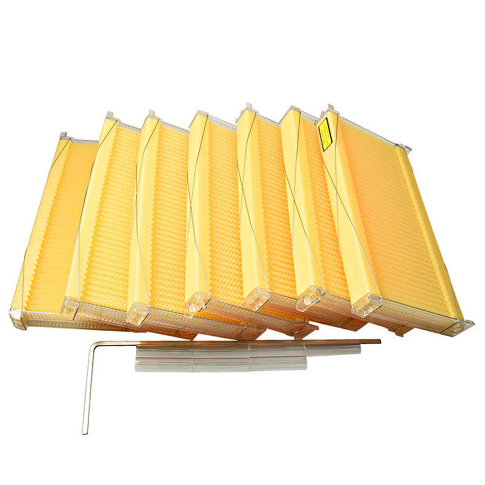 Wooden Beekeeping Beehive House Box + 7PCS Automatic Honey Bee Comb Hive Frame