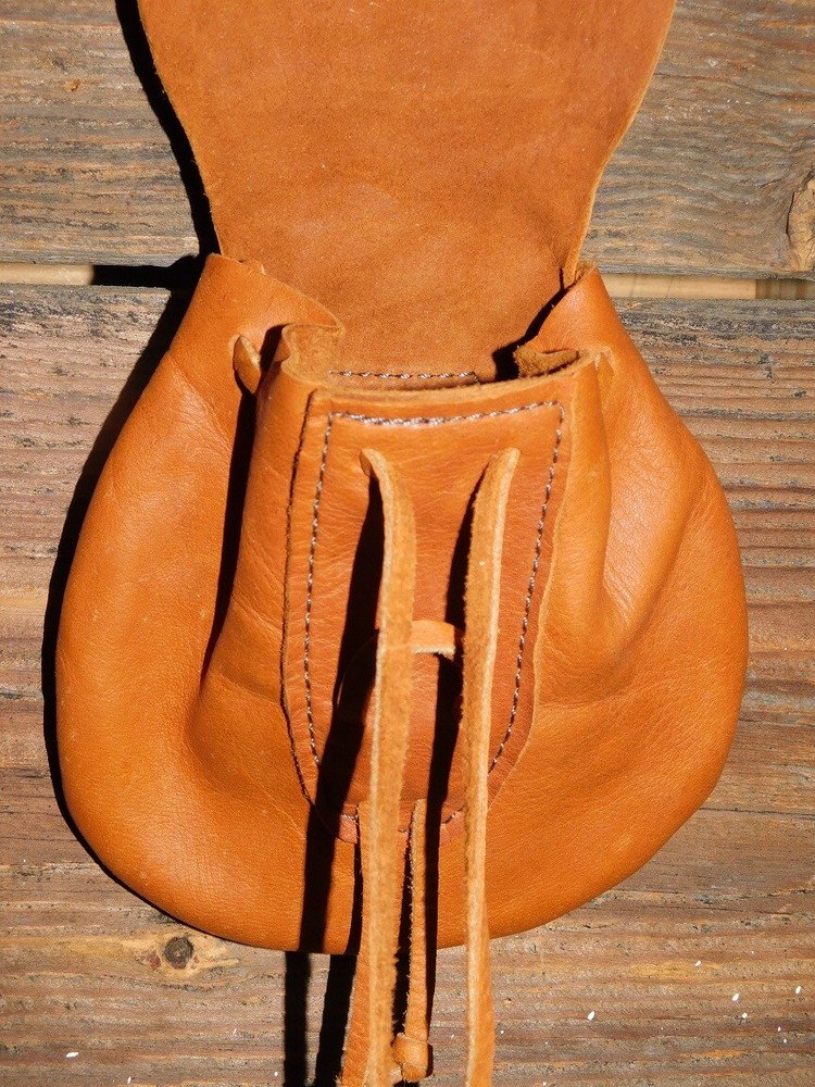 LEATHER MUZZLELOADER BALL BAG BELT POUCH