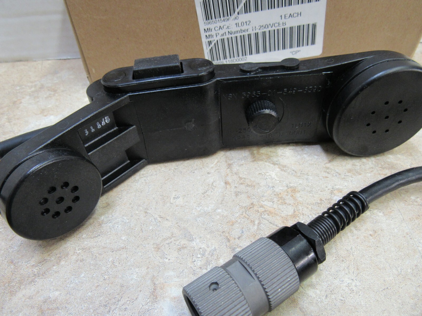 H-250 VCEB US Military Radio Handset with Ear Bud Assembly NIB Volume Control