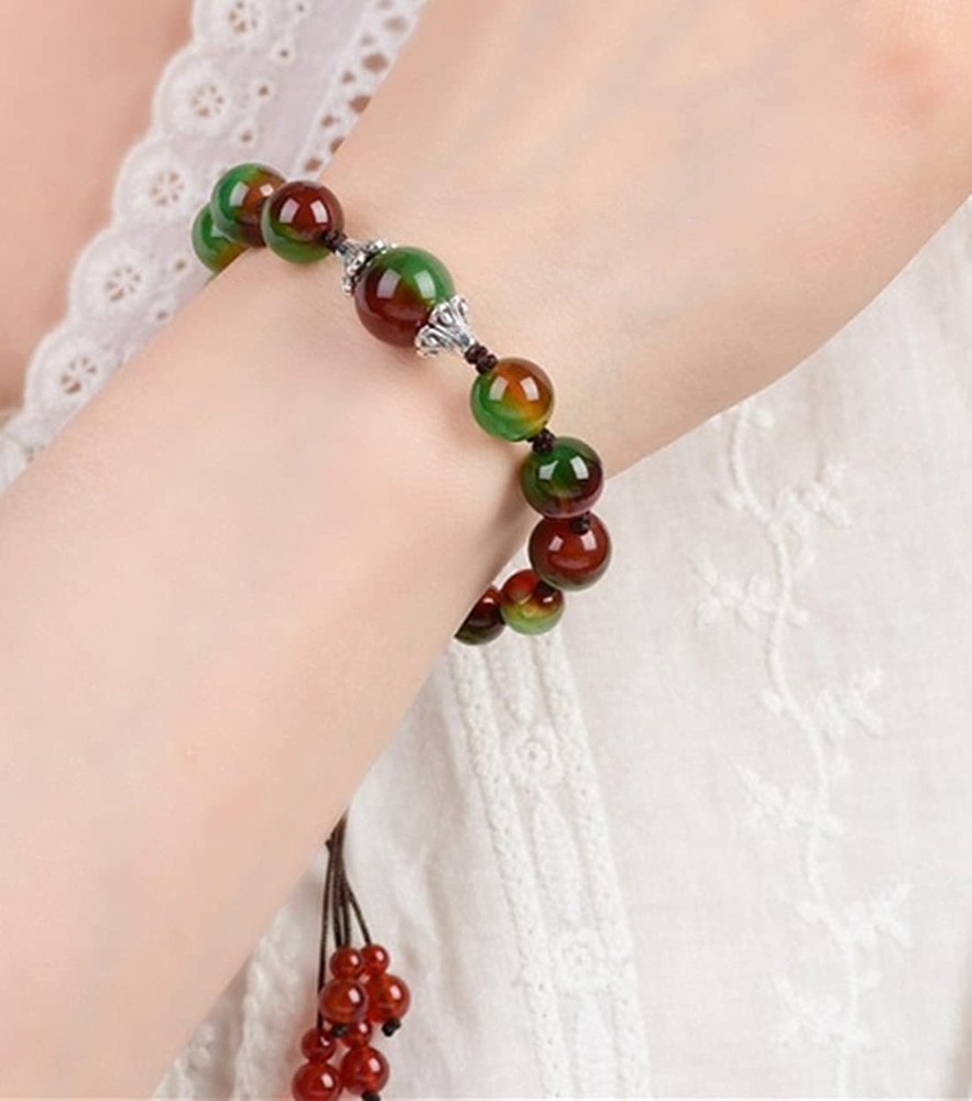 Beautiful Handmade Peacock Agate Beads Bracelet for Protection, Strength and ...