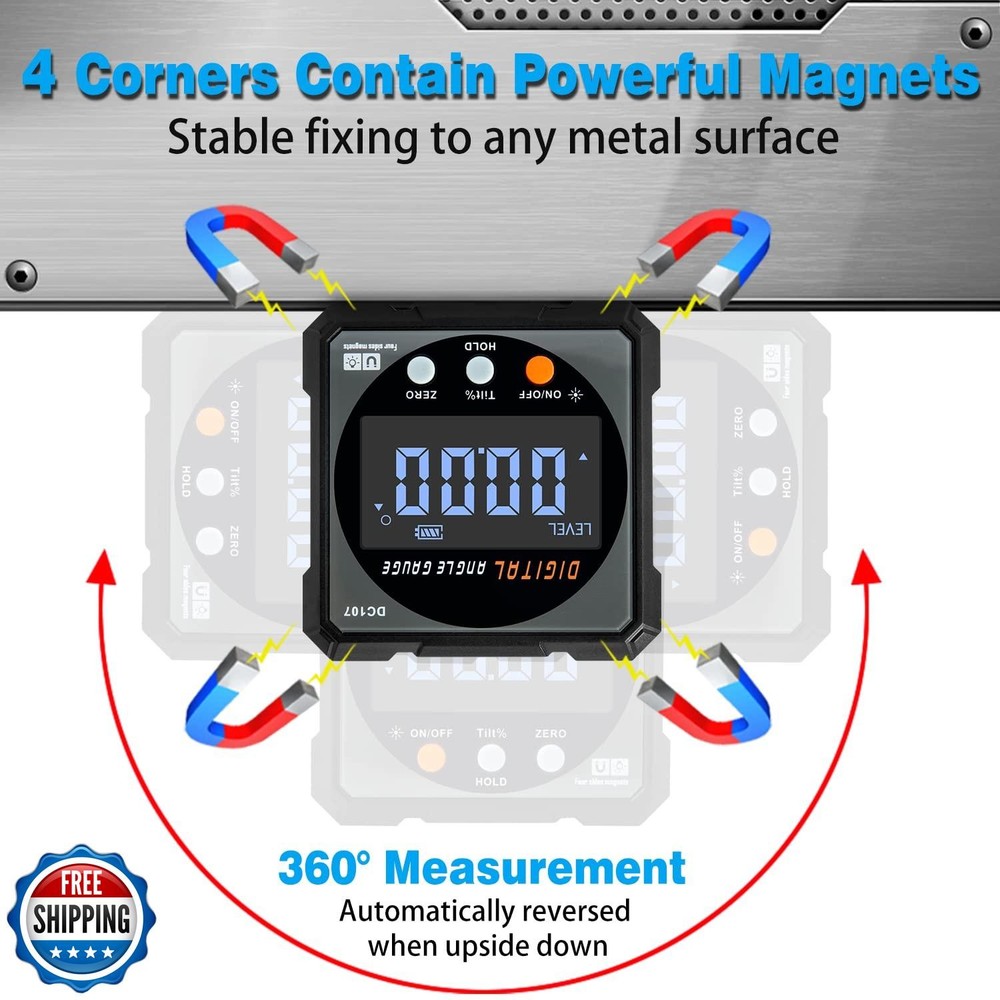 Digital Angle Finder with Electronic Laser - 4-side Strong Magnetic Angle Gau