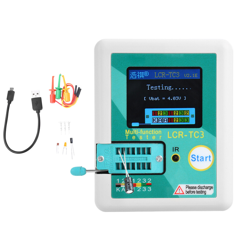 LCR-TC3 High-precision Transistor Tester Diode Capacitance Test Meter + Cable US