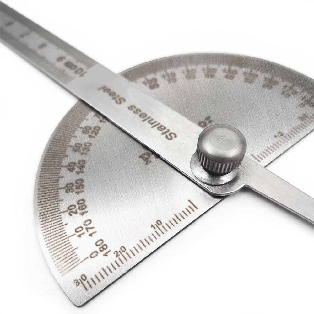 Stainless Steel Angle Protractor 0-180 Degrees 10 cm Woodworking Ruler Tool